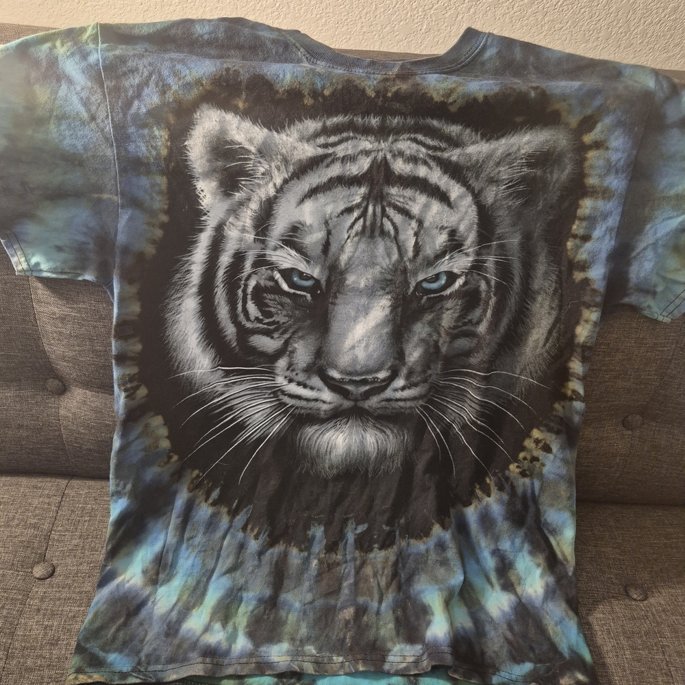 Kids Blue Tie-Dye Tiger Graphic T-Shirt